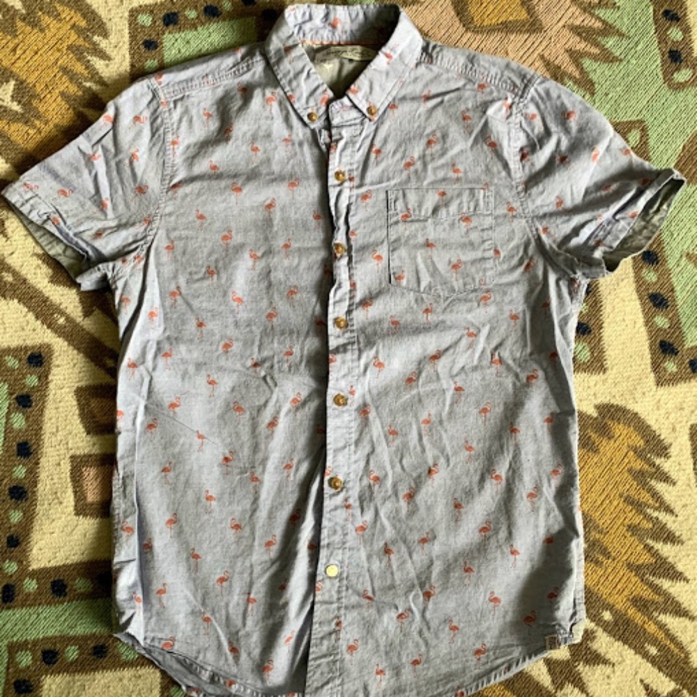 Sovereign Code Chambray and Flamingo Shirt Sz S